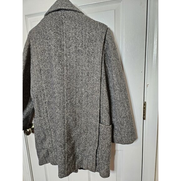Herman Kay Wool Pea Coat Jacket Gray 4 Button Closure USA VINTAGE 90S SEE MEAS - Picture 7 of 10